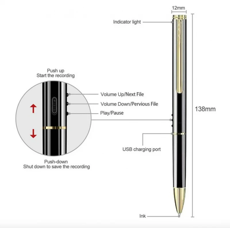 Pen voice recorder mp3 speler 32GB