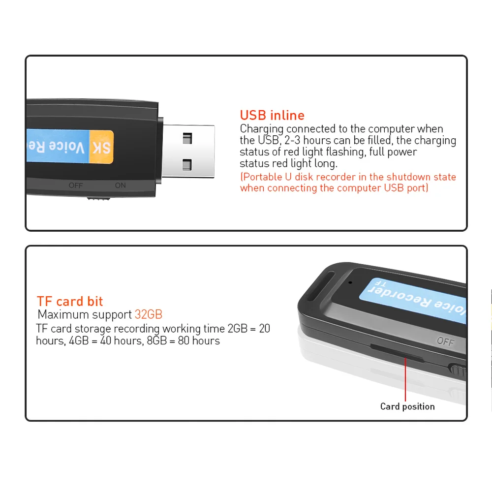 usb stick Voice recorder zwart