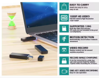 Verborgen HD spy camera USB stick met bewegingsdetectie