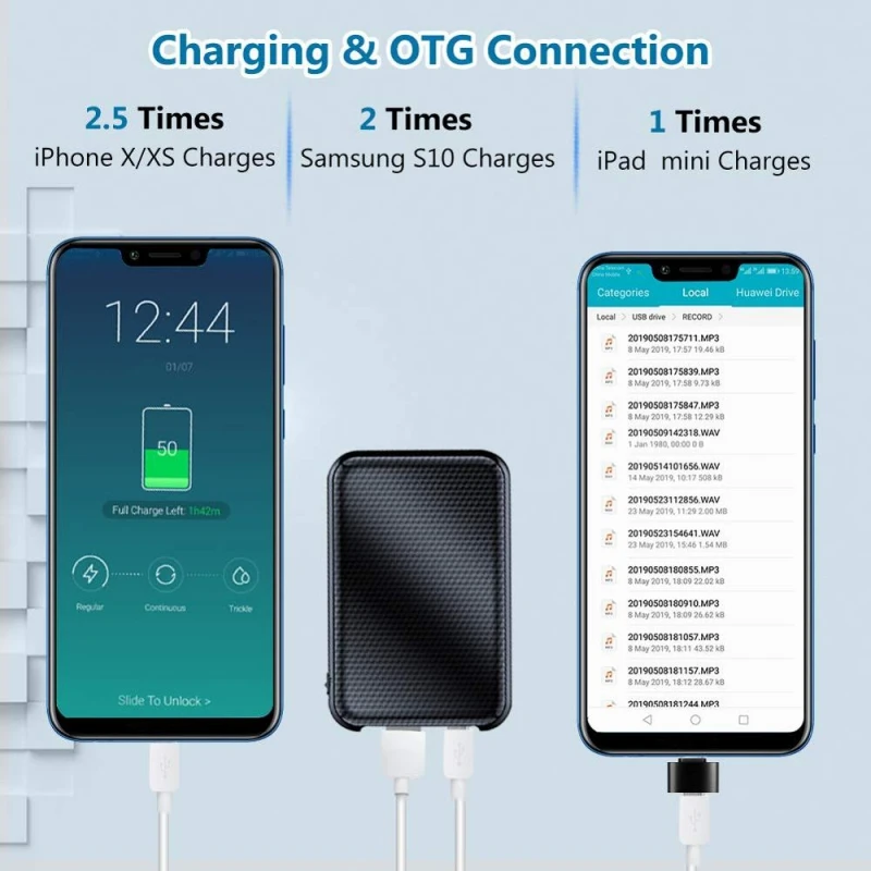16GB voice recorder power bank mp3 speler - 1100 uur continue opnemen