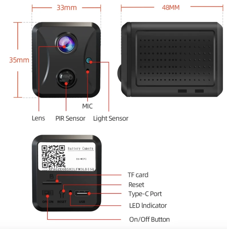mini wifi camera met nachtzicht - 3800 mAh batterij